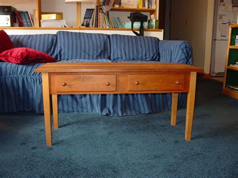 Simplihome warm shaker solid wood 48 inch wide rectangle rustic coffee table in rustic natural aged brown with storage, 2 drawers and 1 shelf, for the living room, family room. Hand Made Shaker Coffee Table by Homecoming Woodworks ...