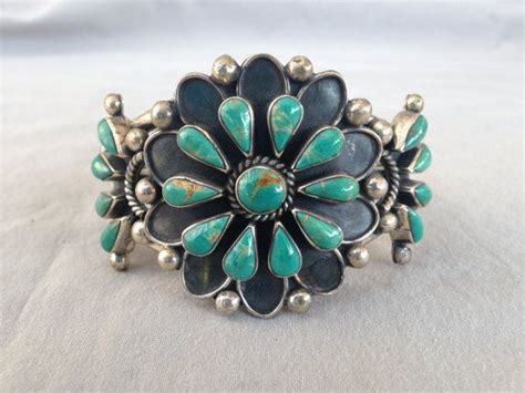 Vintage NAVAJO Sterling Silver TURQUOISE Cluster Petit Point Etsy