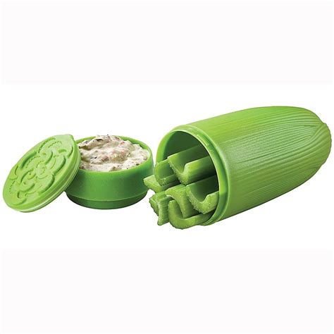 Celery And Dip To Go Container In Green Healthy Drinks Healthy Snacks