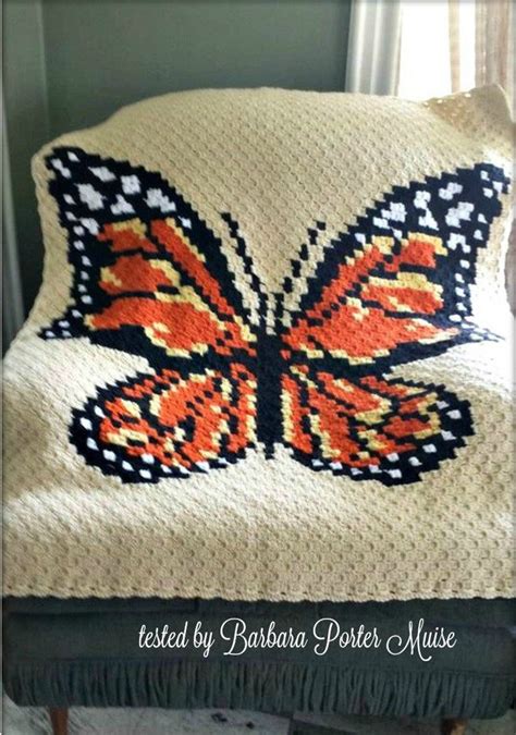 Monarch Butterfly Afghan C2c Crochet Pattern Written Row Etsy