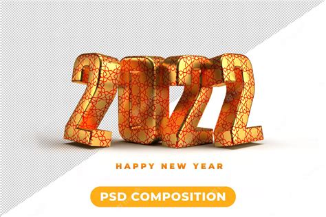 Premium Psd Happy New Year Gold 2022 3d Rendering