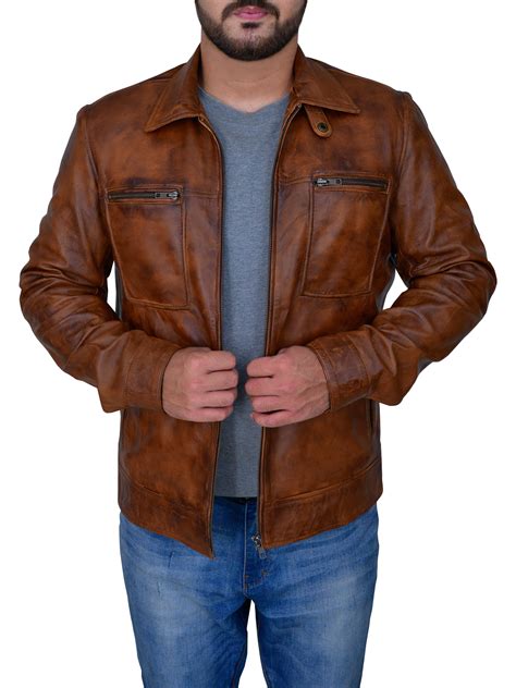Mens Distressed Brown Leather Jacket Men Jacket Mauvetree