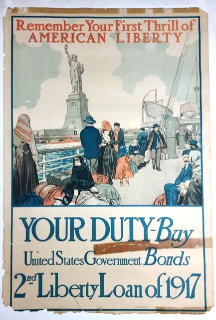 Original Wwi Nd Liberty Loan Propaganda Poster Statue Of Liberty Bonds Picclick