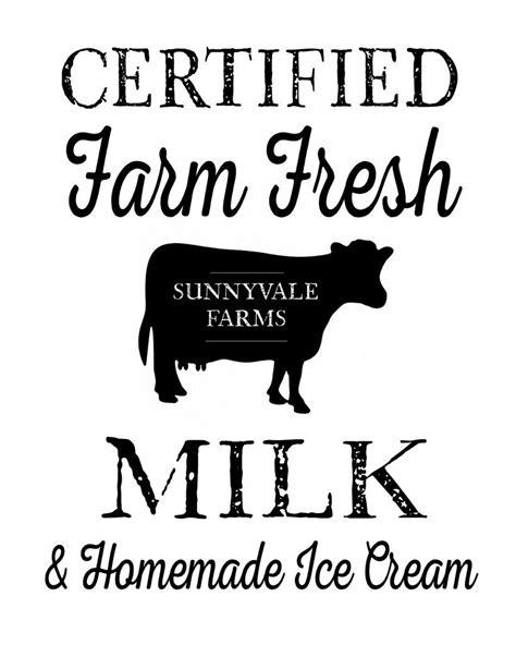 Farm Fresh Milk Free Printable