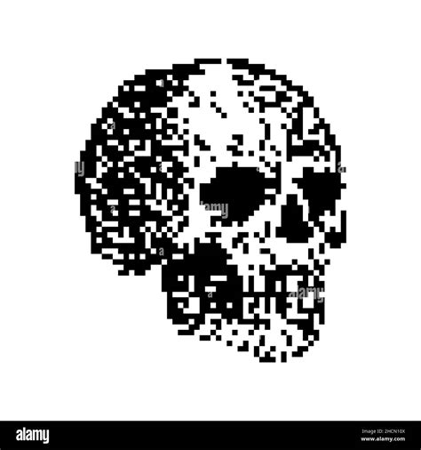 Skull Pixel Art Pixelated Skeleton Head 8 Bit Vector Illustration
