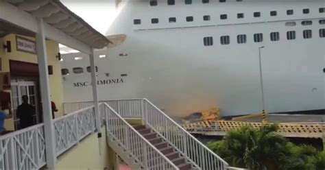 Moment That Msc Cruise Ship Crashes Into Port Destroying Part Of Pier