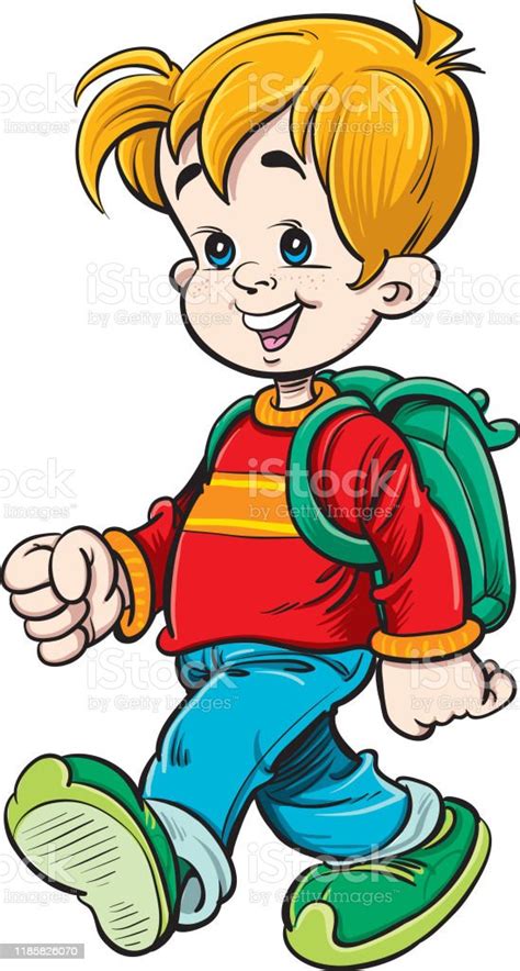 The Little Boy Goes To School Stock Illustration Download Image Now