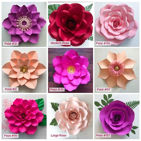 Paper Flowers Svg 11 Flower Template Set Files For Cutting Machines