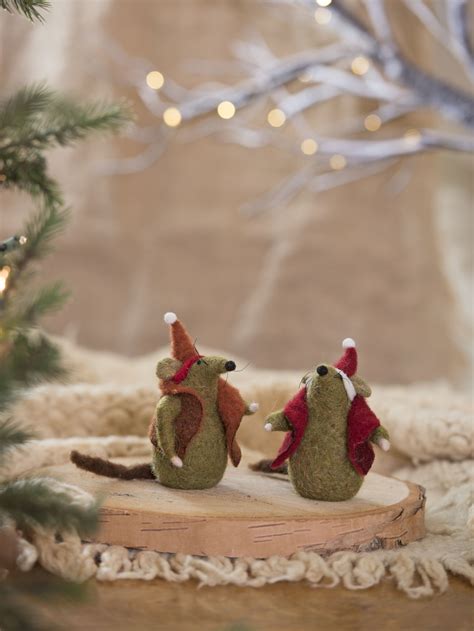 Christmas Mice Felted Mice Felted Wool Christmas Ornaments