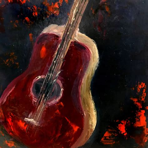 Guitar Abstract Art Painting Original Small Painting Guitar Etsy