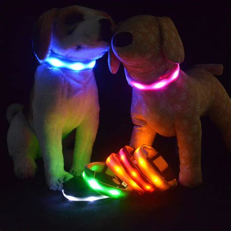 New Nylon Led Pet Dog Collar Night Safety Flashing Glow In The Dark Dog