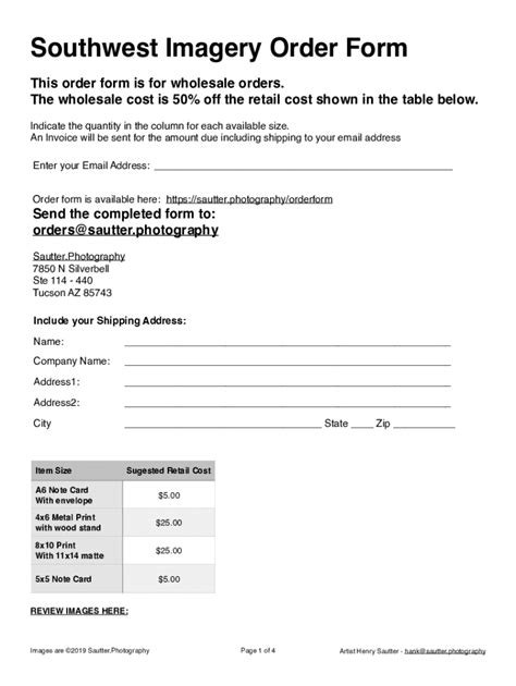 Fillable Online Southwest Imagery Order Form Fax Email Print Pdffiller