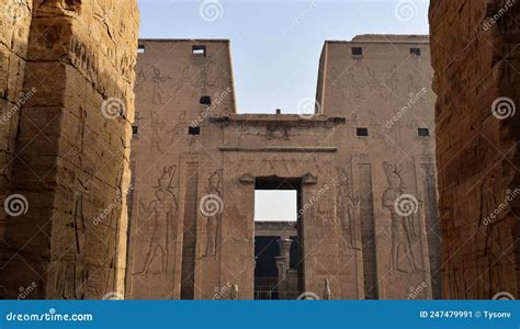 Scene From Ancient Egyptian Temples On The Nile River In Egypt Stock