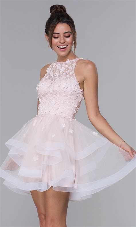 Short Tulle Homecoming Dress With D Lace Bodice Tulle Homecoming Dress Lace Homecoming