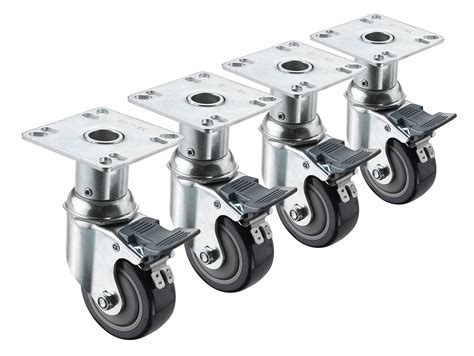 6 7 Adjustable Height 3 12 X 3 12 Plate Caster With Front Brake