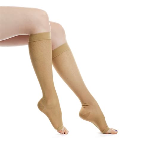 evonation women s usa made open toe sheer graduated compression socks 20 30 mmhg