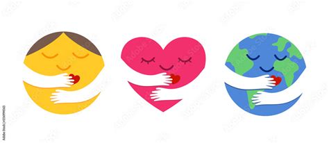 Vektorová Grafika „set Of Emoticon Care Emoji Heart Emoji Earth Emoji
