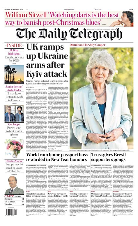 Daily Telegraph Front Page 30th Of December 2023 Tomorrow S Papers Today