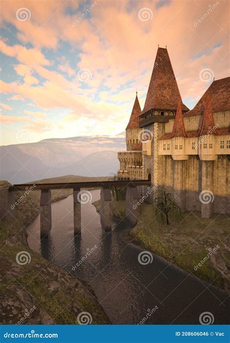 3d Rendering Medieval Castle Stock Illustration Illustration Of