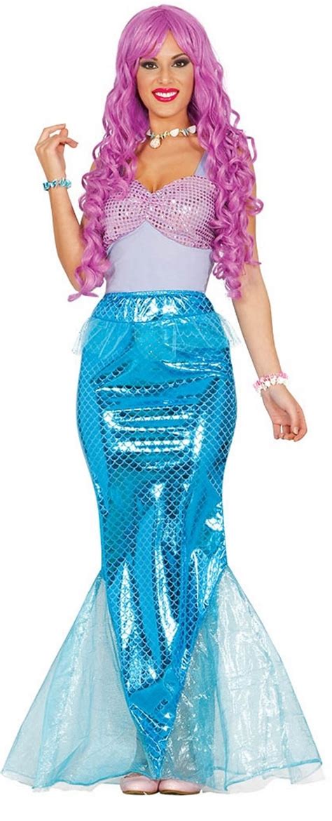 Womens Mermaid Nautical Princess Blue Deluxe Sea Siren Costume Papootz Halloween Fancy Dress