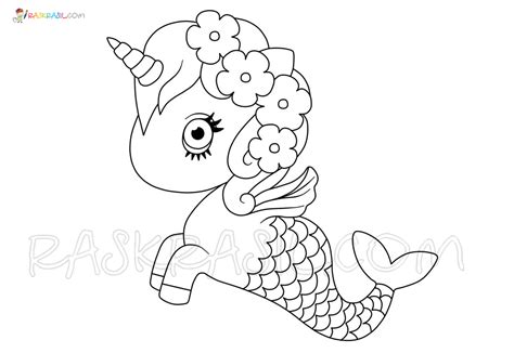 Unicorn Mermaid Coloring Page Cakes