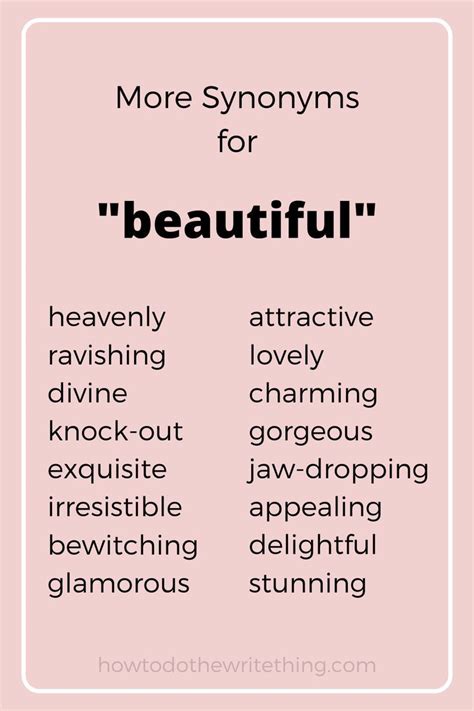More synonyms for "beautiful" | Writing Tips | English vocabulary words