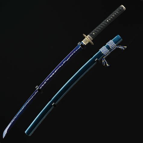 Handmade Spring Steel Blue Blade Real Japanese Katana Samurai Sword