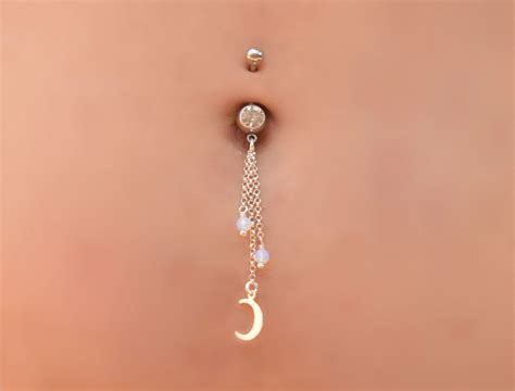 Moonstone Belly Rings Dangle Belly Button Rings Belly Button Jewelry
