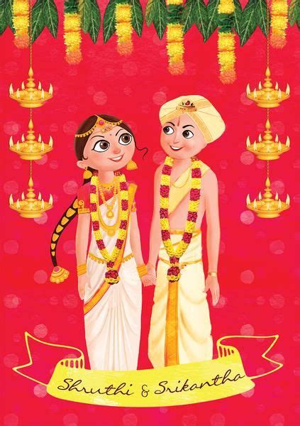 A wedding invitation is the first step in the wedding preparations. illustrated wedding invitation India" | Caricature wedding ...