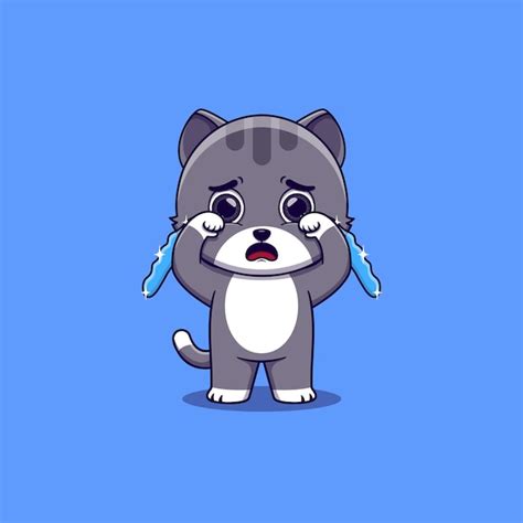 Premium Vector Cute Cat Crying With Tears