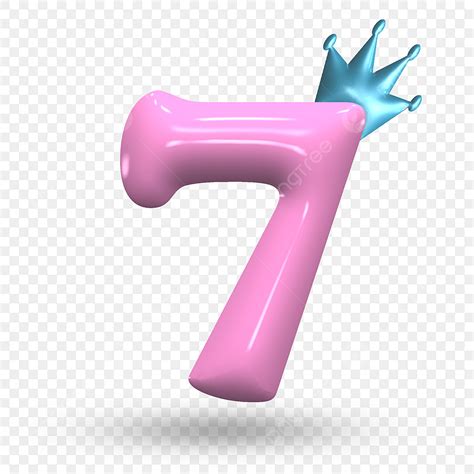 Number 7 3d Transparent Png 3d Number 7 Realistic Pink Color With Blue