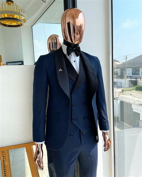 deji and kola on instagram “a midnight blue tuxedo suit with black shawl lapel double breasted