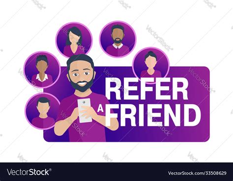 Refer A Friend Promo Banner Referral Program Vector Image