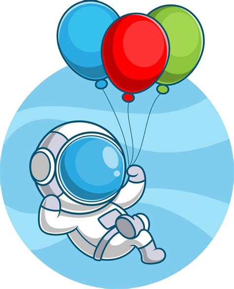 Cartoon Astronaut Flying Using A Balloon 10315106 Vector Art At Vecteezy