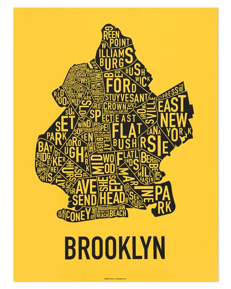Free delivery and returns on ebay plus items for plus members. Brooklyn Neighborhood Map 18" x 24" Screaming Yellow ...