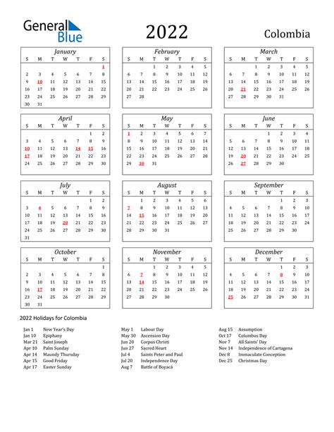 Calendario 2022 Colombia Con Festivos Calendario Festivita