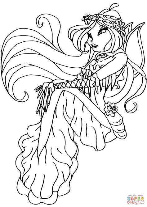 Gambar Winx Club Mermaid Flora Coloring Page Free Printable Pages Click