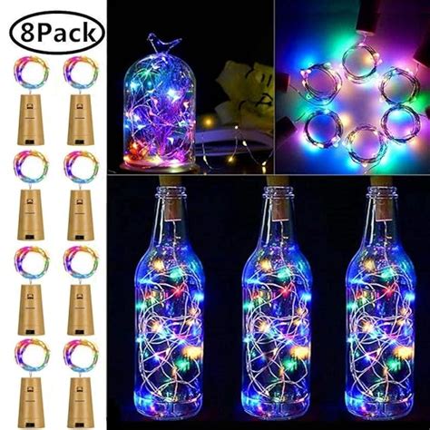 Wine Bottle Lights With Cork Battery Operated 20 Led Cork Shape Silver