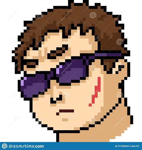 Pixel Art Gangster Man Head Stock Vector Illustration Of Vector Cute