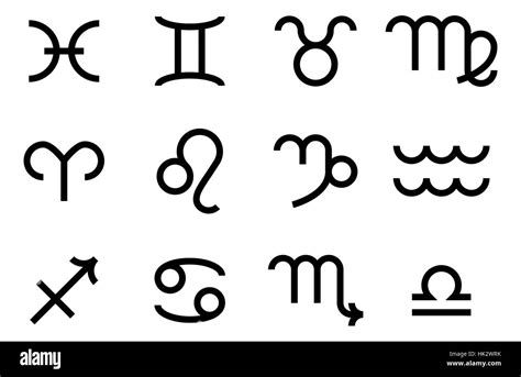 A Set Of Zodiac Sign Icons Representing The Twelve Signs Of The Zodiac