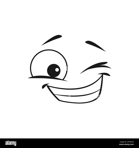 Cartoon Smiling Face Vector Emoji With Wink Eye And Smile Toothy Mouth