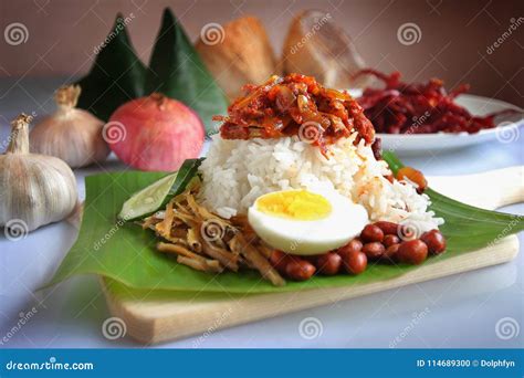 Traditional Malaysia Coconut Rice Nasi Lemak Stock Photo Image Of