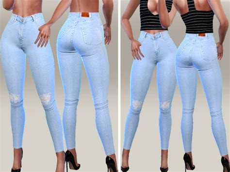 The Sims Resource Denim Skinny Jeans By Pinkzombiecupcakes Sims Downloads