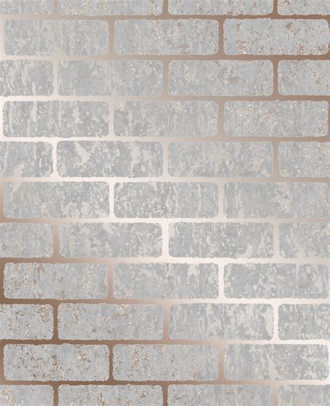 Rose Gold Distressed Metallic Brick Wallpaper Wallpaper