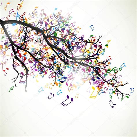 Abstract illustration conceptuelle sur le thème de l'éducation musicale. Télécharger - Branche avec des notes de musique colorées ...