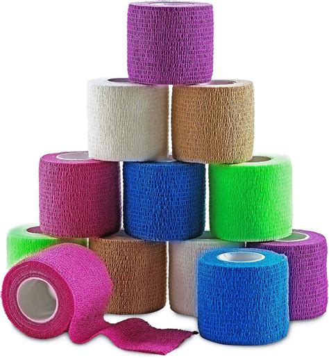 Medca Self Adherent Cohesive Wrap Bandages 2 Inches X 5 Yards 12 Count