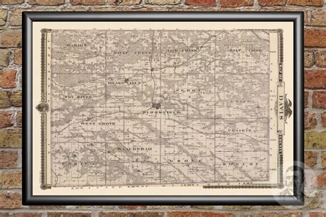 Vintage Davis County Ia Map 1875 Old Iowa Map Historical Etsy