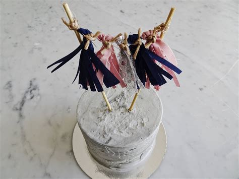 Mini Tassel Cake Topper Custom Navy Blush Pink Silver Made To Order Hand Made Mini