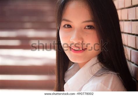 Portrait Thai Student Teen Beautiful Girl Stock Photo 490778002
