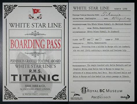 Un Seen Archives Titanic Boarding Pass